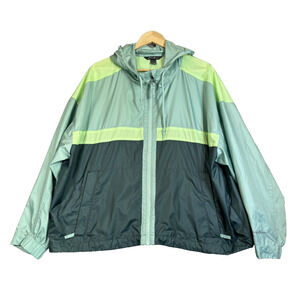 Eddie Bauer Windbreaker Womens 2XL Momentum Hoodie Green Light UPF 50 Packable